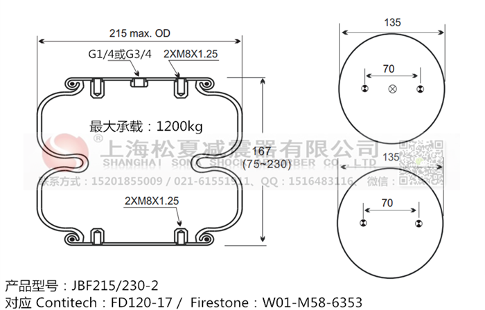 JBF215/230-2橡膠<a href='http://m.ming1688.cn/' target='_blank'><u>空氣彈簧</u></a>