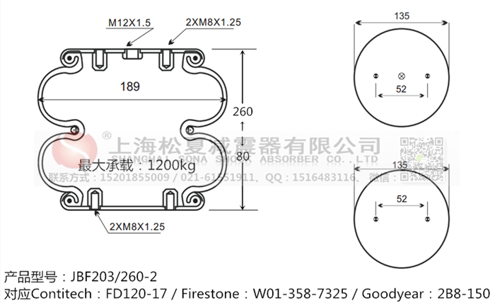 JBF203/260-2橡膠<a href='http://m.ming1688.cn/' target='_blank'><u>空氣彈簧</u></a>